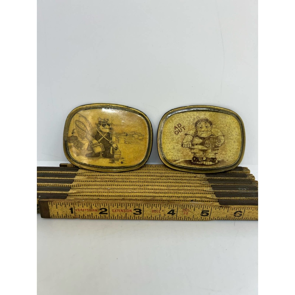 Vintage HLG Belt Buckles Fishing and Tennis